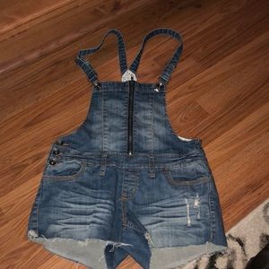 Jean shorts overalls